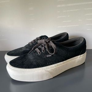 VANS - Era Black Embossed Suede Platforms - 9